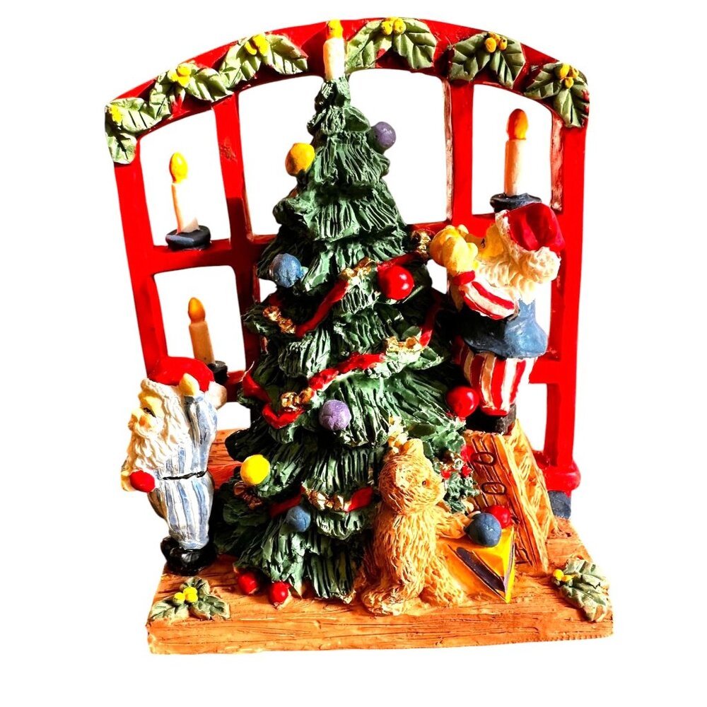 VTG Gift Collection Candle Holder New  Christmas Tree Santa Long Johns Teddy Bea